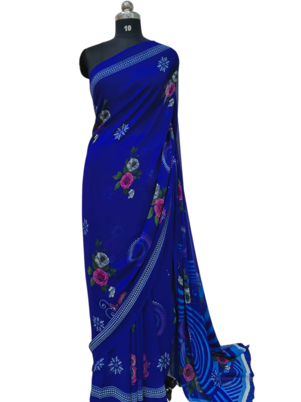 Latest  Georgette saree,/Georgette saree in Super    Fine 56*678Fabric Quality With Attached Blouse    Piece for Woman