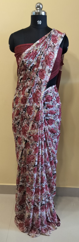 Latest  Georgette saree,/Georgette saree in Super    Fine 56*678Fabric Quality With Attached Blouse Piece for Woman