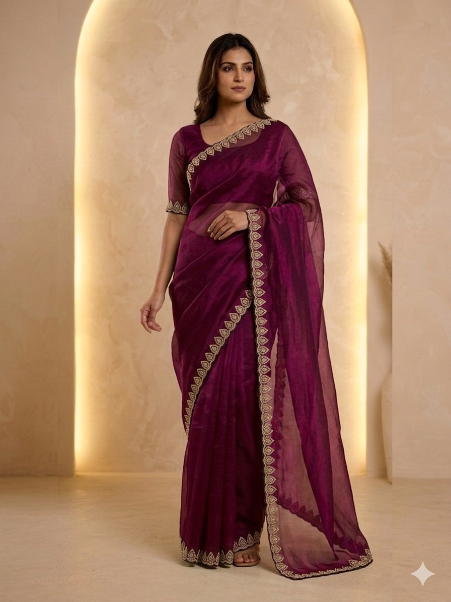Trendy ethnic Outfit Beautiful Saree