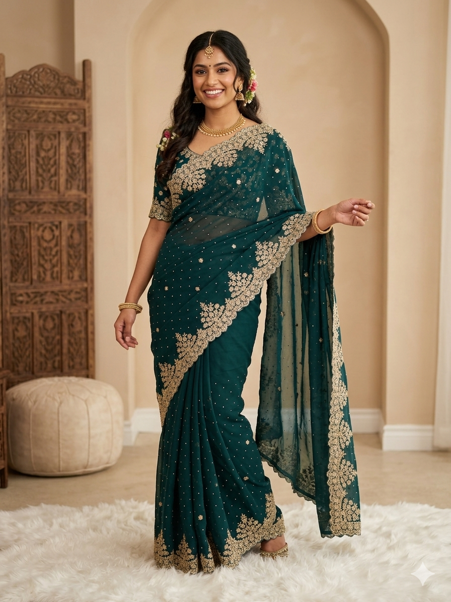 Trendy ethnic Outfit Beautiful Saree